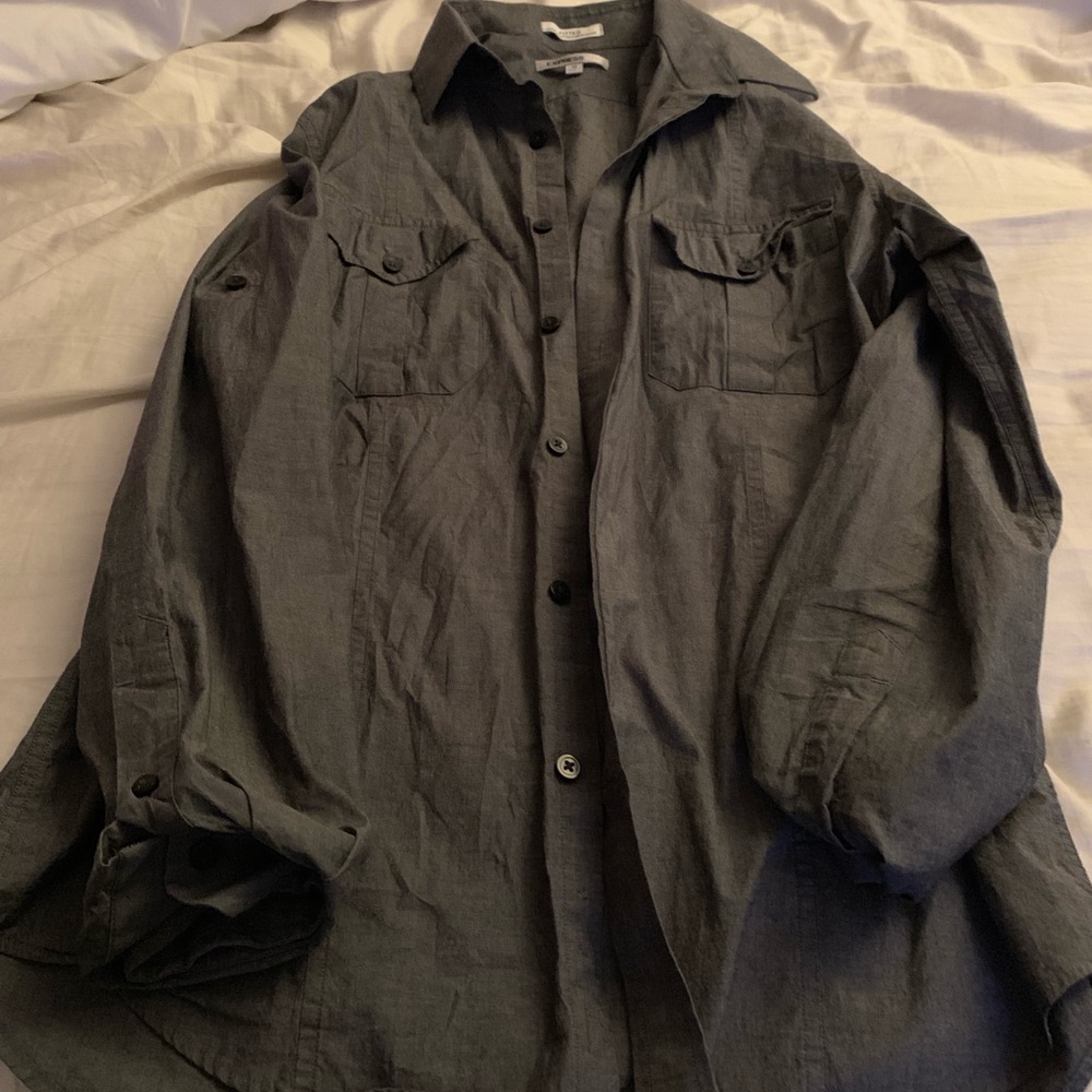 Men’s Express 1MX fitted double pocket dress shirt